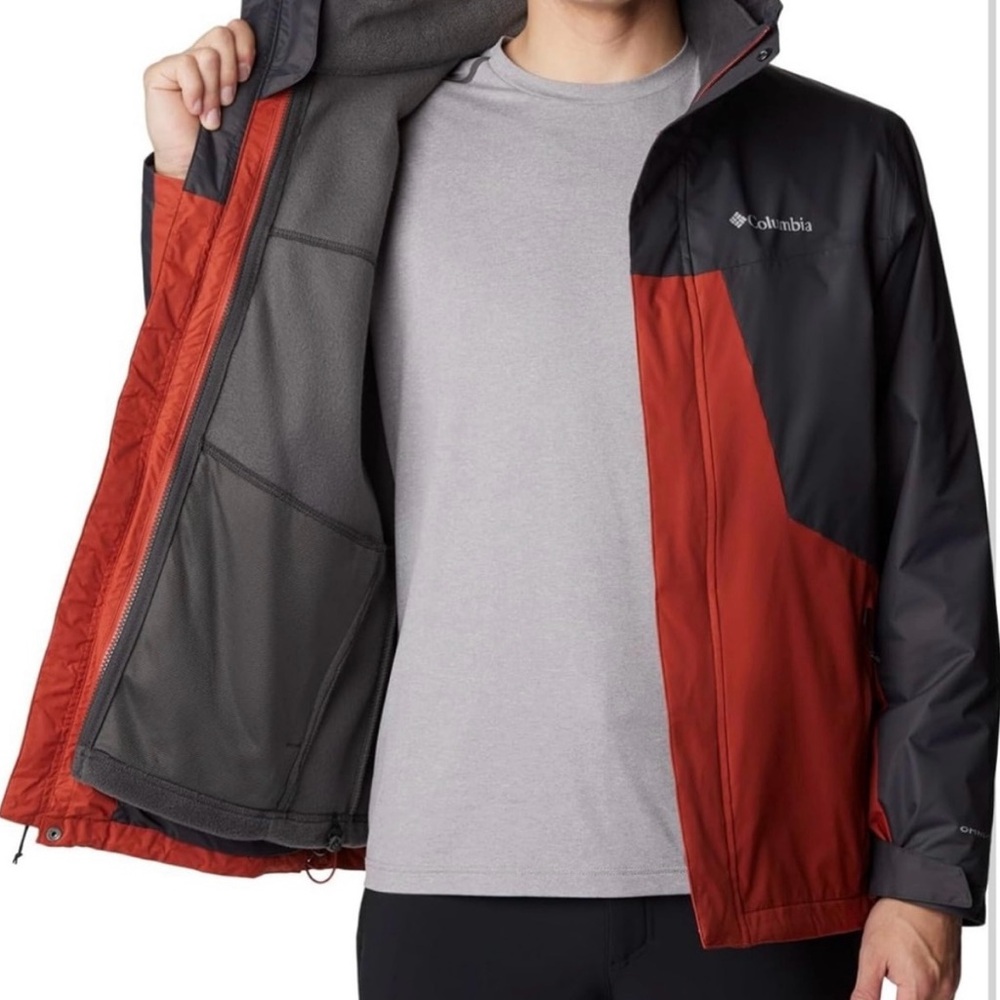 NEW Columbia Tunnel Falls Interchange Jacket Orange 3 in 1 Fleece Lined Large